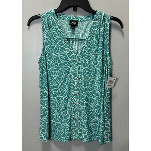 INC‎ International Concepts  Sleeveless Top Gold Grommets Size Small Turquoise